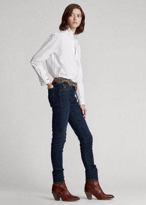 Jeansy Ralph Lauren Tompkins Skinny Jean with Pony Damskie Ciemny Indygo | MPFY2048