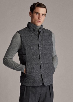 Kamizelka Ralph Lauren Tweed Down Vest Męskie Szare | PRIK6882