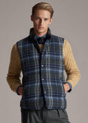 Kamizelka Ralph Lauren Whitwell Plaid Down Vest Męskie Granatowe Kolorowe | HCEP4343