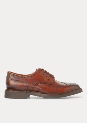 Końcówka Skrzydła Ralph Lauren Asher Skórzane Wingtip Męskie Brązowe | LXOJ4397