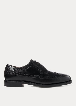 Końcówka Skrzydła Ralph Lauren Brenton Leather Wingtip Męskie Czarne | SYLV9873