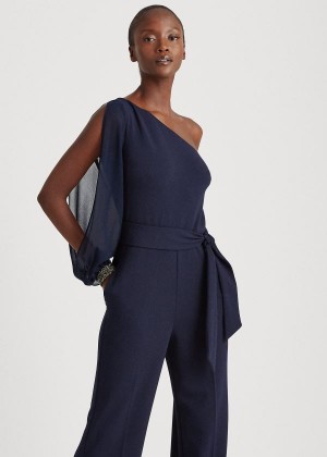 Kombinezony Długi Ralph Lauren Jersey One-Shoulder Jumpsuit Damskie Granatowe | DGES6412