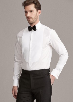 Koszule Ralph Lauren Aston Bib Front Tuxedo Shirt Męskie Białe | GRRT0387