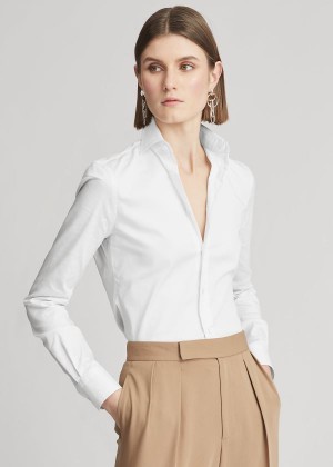 Koszule Ralph Lauren Charmain Stretch Poplin Shirt Damskie Białe | DRZB7621