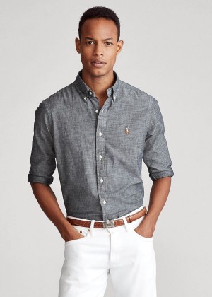 Koszule Ralph Lauren Classic Fit Chambray Shirt Męskie Głęboka Szare | KXHW6871