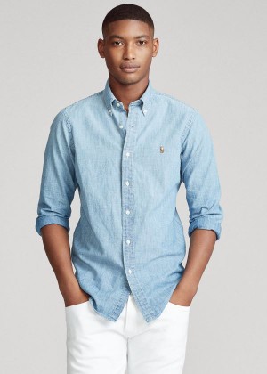 Koszule Ralph Lauren Classic Fit Chambray Shirt Męskie Indygo | CGBL5824