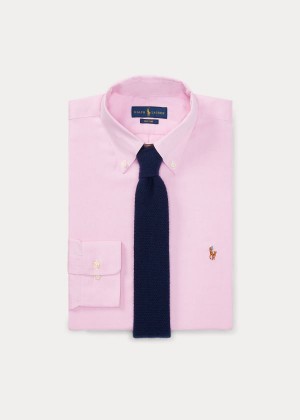 Koszule Ralph Lauren Classic Fit Easy-Care Shirt Męskie Różowe Białe | MYEC5674