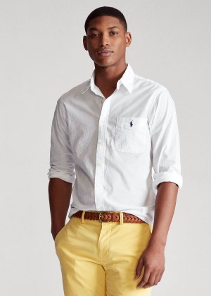 Koszule Ralph Lauren Classic Fit Garment-Dyed Shirt Męskie Białe | YISF3548