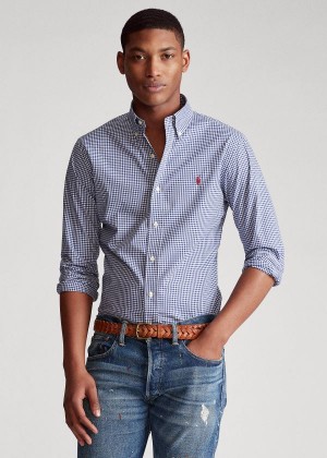 Koszule Ralph Lauren Classic Fit Gingham Shirt Męskie Granatowe Białe | ZMUP1238