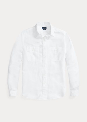 Koszule Ralph Lauren Classic Fit Herringbone Shirt Męskie Białe | OJWB4697