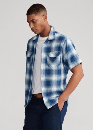 Koszule Ralph Lauren Classic Fit Indigo Plaid Shirt Męskie Głęboka Indygo | YDUK4636