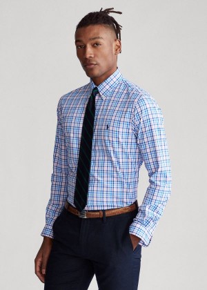 Koszule Ralph Lauren Classic Fit Performance Shirt Męskie Różowe Niebieskie Kolorowe | DJOE8137