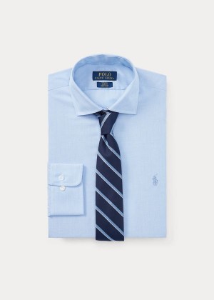 Koszule Ralph Lauren Classic Fit Poplin Shirt Męskie Niebieskie Białe | DDOP8263