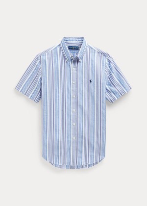 Koszule Ralph Lauren Classic Fit Seersucker Shirt Męskie Białe Niebieskie Kolorowe | UJHJ4496