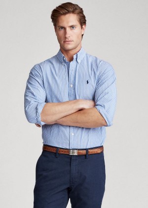 Koszule Ralph Lauren Classic Fit Seersucker Shirt Męskie Głęboka Niebieskie Białe | IPXN6417