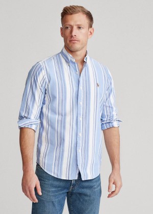 Koszule Ralph Lauren Classic Fit Striped Shirt Męskie Niebieskie | OREQ4639