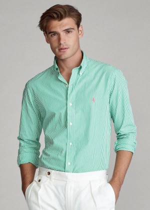 Koszule Ralph Lauren Classic Fit Striped Shirt Męskie Zielone Białe | QGJG8947