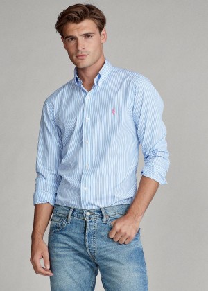 Koszule Ralph Lauren Classic Fit Striped Shirt Męskie Głęboka Niebieskie Białe | BMXC5098