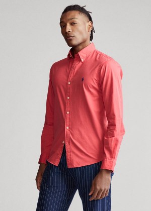 Koszule Ralph Lauren Classic Fit Twill Shirt Męskie Głęboka Czerwone | DRWV3702