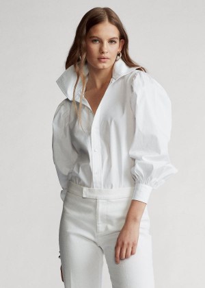 Koszule Ralph Lauren Cotton Broadcloth Shirt Damskie Białe | HYRV8258