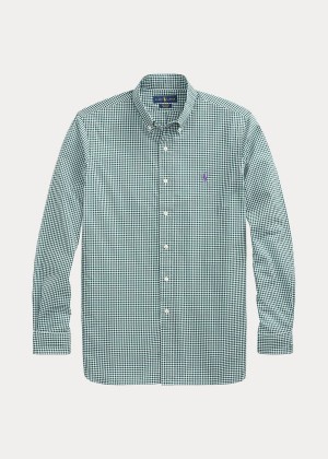 Koszule Ralph Lauren Custom Fit Gingham Shirt Męskie Zielone Białe | TGIM7986