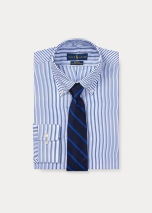 Koszule Ralph Lauren Custom Fit Striped Shirt Męskie Niebieskie Białe | PWQG0421