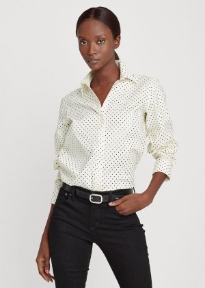 Koszule Ralph Lauren Easy Care Polka-Dot Shirt Damskie Kremowe Czarne | ZUXD6876