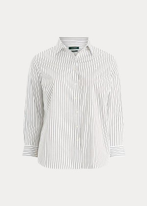 Koszule Ralph Lauren Easy Care Striped Shirt Damskie Białe Czarne | ERVZ4343