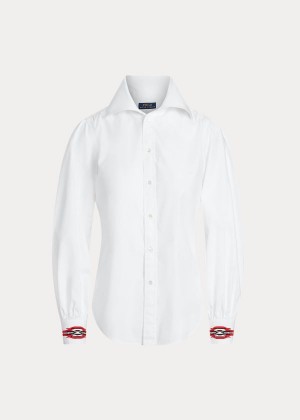 Koszule Ralph Lauren Embroidered Oxford Shirt Damskie Białe | AFLH0327