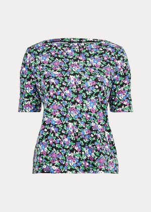 Koszule Ralph Lauren Floral Cotton-Blend Top Damskie Czarne Kolorowe | BZIK2111