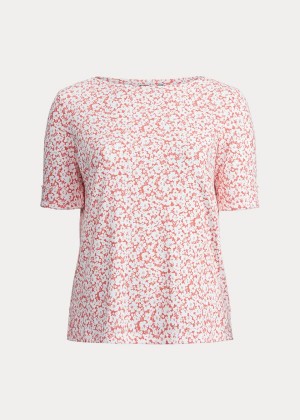 Koszule Ralph Lauren Floral Cotton-Blend Top Damskie Czerwone Kolorowe | FKHM1736