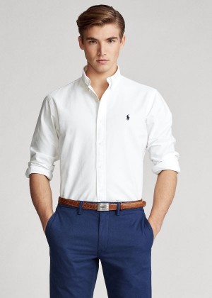 Koszule Ralph Lauren Garment-Dyed Oxford Shirt Męskie Białe | XVDU6206