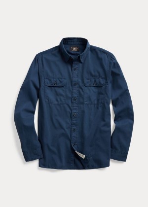 Koszule Ralph Lauren Garment-Dyed Twill Workshirt Męskie Granatowe | FCQX9021