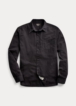 Koszule Ralph Lauren Garment-Dyed Twill Workshirt Męskie Czarne | FCIP1191