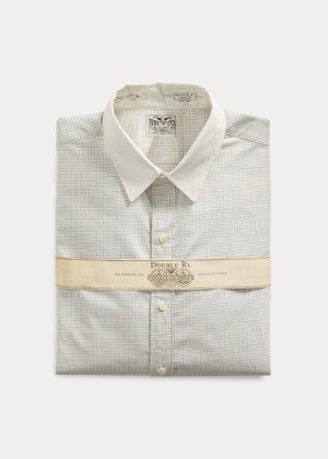 Koszule Ralph Lauren Grant Slim Fit Checked Shirt Męskie Kremowe Granatowe | RTLL6297