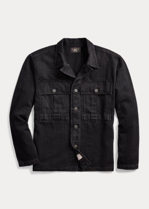 Koszule Ralph Lauren Herringbone Twill Overshirt Męskie Czarne | QIUE5703