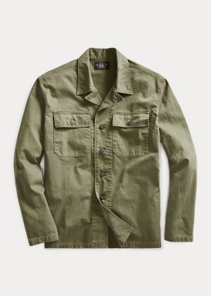 Koszule Ralph Lauren Herringbone Twill Shirt Męskie Oliwkowe | WKSF0504