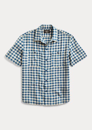 Koszule Ralph Lauren Indigo Checked Shirt Męskie Kremowe Indygo | JLFE7379