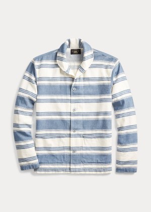 Koszule Ralph Lauren Indigo Striped Overshirt Męskie Kremowe Indygo | HVVC5026