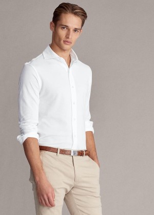 Koszule Ralph Lauren Keaton Washed Piqu? Shirt Męskie Białe | IEJP7572