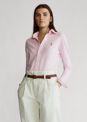 Koszule Ralph Lauren Knit Cotton Oxford Shirt Damskie Różowe | NSJH2563