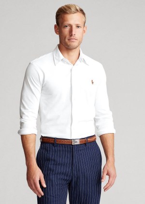 Koszule Ralph Lauren Knit Oxford Shirt Męskie Białe | UKQX3667