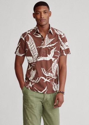 Koszule Ralph Lauren Kon-Tiki Poplin Popover Shirt Męskie Khaki Białe | PVHC3054