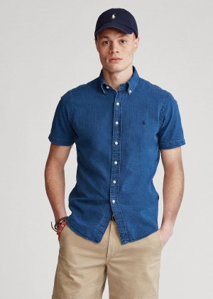 Koszule Ralph Lauren Lightweight Seersucker Shirt Męskie Indygo | XRZY0609