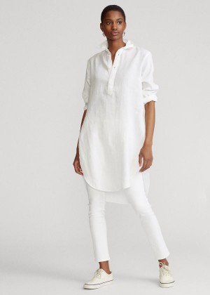 Koszule Ralph Lauren Linen Tunic Damskie Białe | HPIK4072