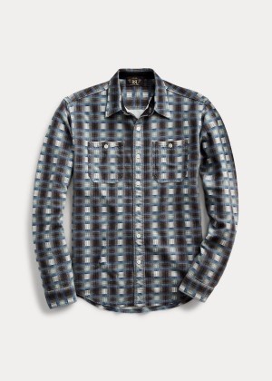 Koszule Ralph Lauren Plaid-Print Jersey Workshirt Męskie Kolorowe | GTSF9121