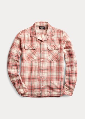 Koszule Ralph Lauren Plaid Twill Camp Shirt Męskie Czerwone | VGEU8191