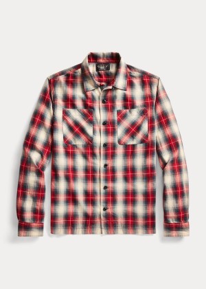 Koszule Ralph Lauren Plaid Twill Camp Shirt Męskie Czerwone Czarne | CHUB9136