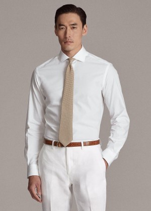 Koszule Ralph Lauren RLX Tailored Fit Stretch Shirt Męskie Białe | EOTJ5756