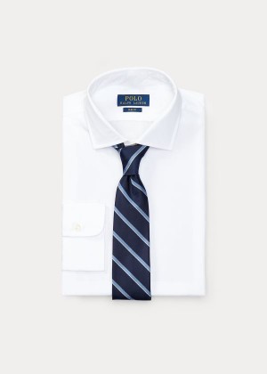 Koszule Ralph Lauren Slim-Fit Cotton Poplin Shirt Męskie Białe | PEWC9921